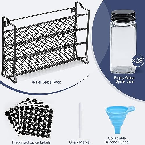 Spice Rack Organizer for Cabinet (Black)