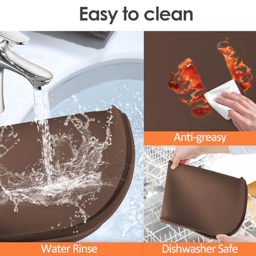 Silicone Coffee Maker Mat with Lip for Countertops (Brown / 17.4'' x 10.6'')