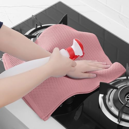 100% Cotton Waffle Weave Kitchen Dish Towels 12 (Dried Rose / 13 X 28 - 12 Pack)