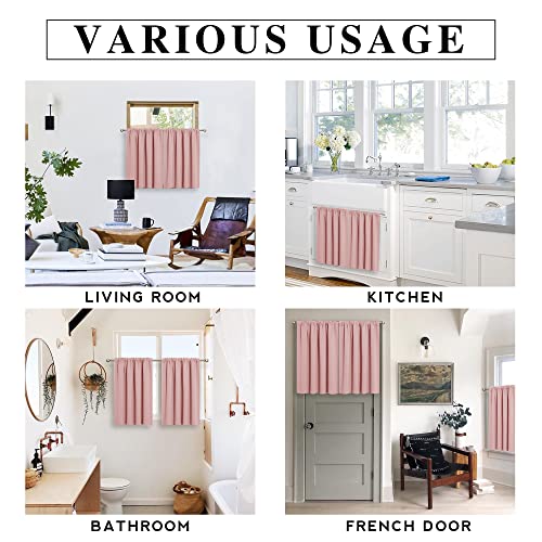 Short Peach Pink Blackout Curtains for Small Bedroom Window Cafe (Peach Blush / 42"W x 36"L (Pack of 2))