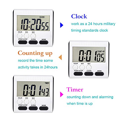 3 Pcs Magnetic Digital Timer for Kitchen Classroom (Black)
