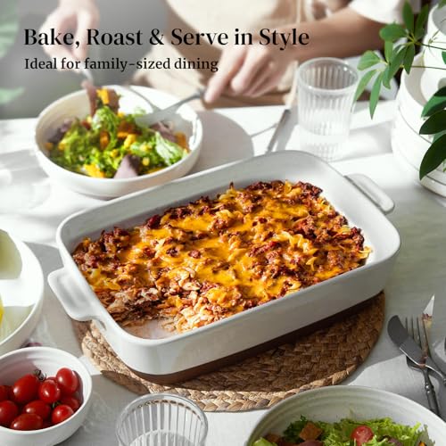 Ceramic Casserole Dish for Oven (Alabaster & Terracotta)
