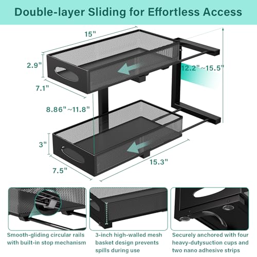 Under Sink Organizer (Standard Version / Black - Double Pack)
