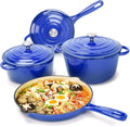 Enamel Cast Iron Cookware Set (Blue / 4 Pieces)