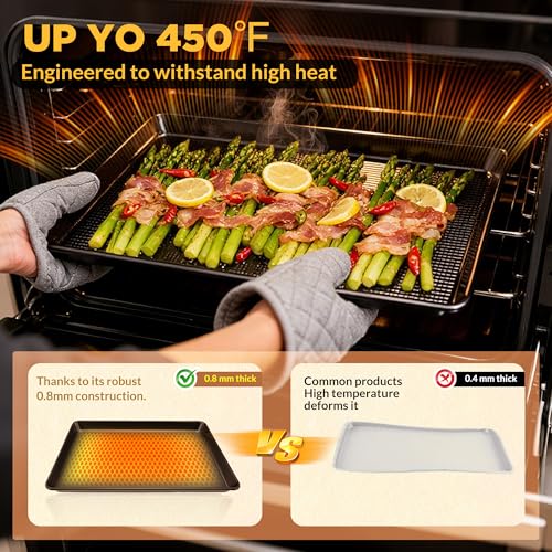3 Piece Heavy Duty Carbon Steel Baking Sheets Set Non (Black)