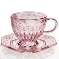 Vintage Glass Tea Cup and Saucer Set (Rose Mist)