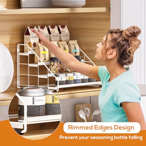 Spice Rack Organizer for Cabinet (4-Tier-White-2PC)