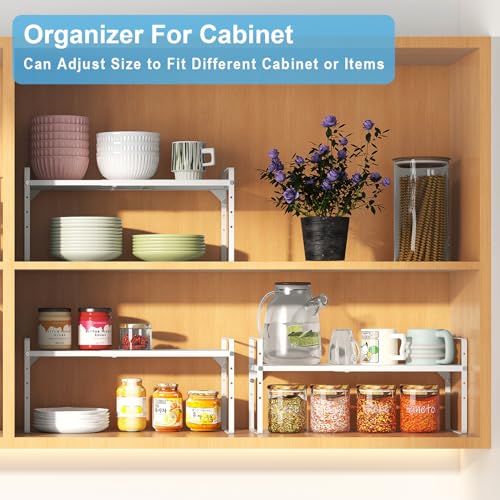 15.5 to 25.5 Inch Kitchen Cabinet Shelf Organizers (3 Pack:15.5"-25.5"Long / White)