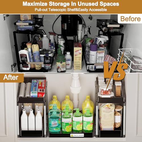 Expandable Under Sink Organizer (27.9"L x 15.51"W-Fixed height)