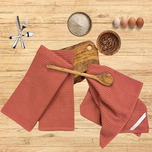 Peach Coral Salmon Kitchen Dish Towels (Ribbed Peach)