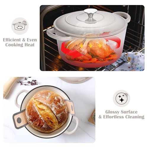 Enameled Dutch Oven Pot for Bread Baking (Khaki)