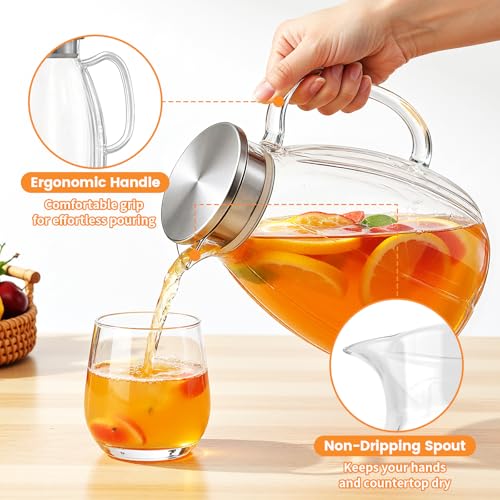 Glass Pitcher with Lid and Handle