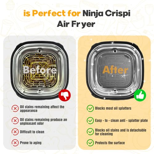 2 PCS Silicone Splatter Shield for Ninja Crispi Replacement Parts (Gray)