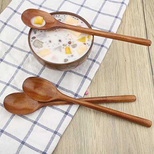 9" Korean Wooden Spoons for Eating (Brown)