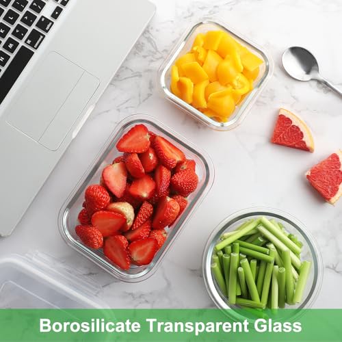 18 Piece Glass Food Storage Containers with Snap Locking Lids for Meal Prep (Pink / 9 Pack)