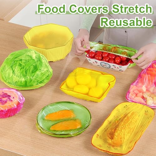 120Pcs Elastic Bowl Covers Saran Wrap Plastic Reusable Food Covers