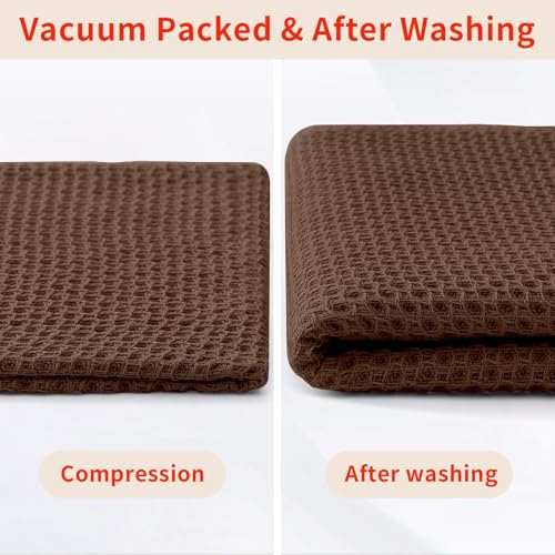 100% Cotton Waffle Weave Kitchen Dish Cloths 24 (Coffee / 12 X 12 - 24 Pack)