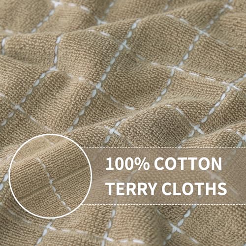 100% Cotton Terry Kitchen Towels (Tan / 13 X 28 - 4 Pack)