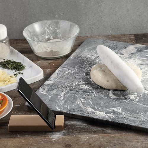 African Natural Marble French Rolling Pin (Shuttle White Marble 12 Inch)