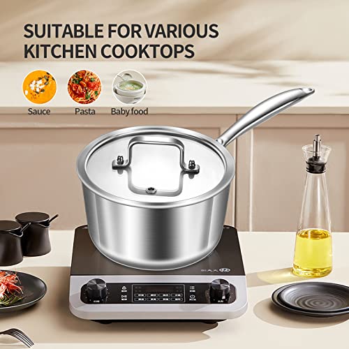 Tri Ply Stainless Steel 2.5 QT Saucepan with Lid