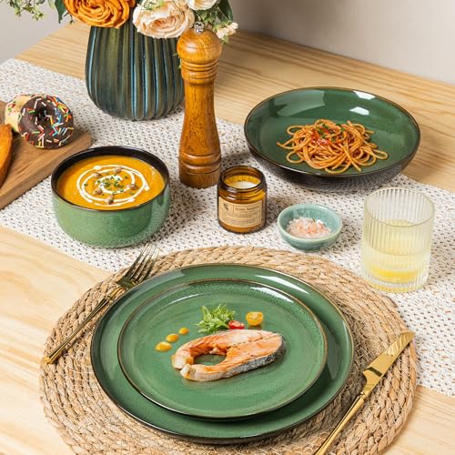 Ceramic Dinnerware Sets for 6 (Modern-Green / Service for 6 (18 Pcs))
