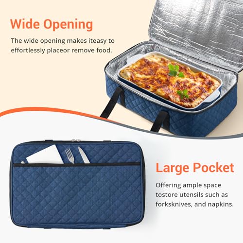 Insulated Casserole Carrier Fits 9"x13" Dish (Navy Blue)