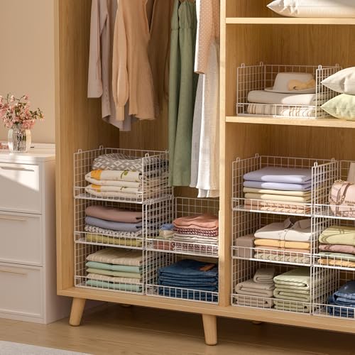 5 Tier Stackable Closet Organizers and Storage Basket (White / 11.8"x 15.7"x 43.3"(D*W*H))