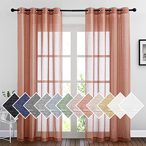 Semi Sheer Linen Curtains (52"W x 84"L (Pack of 2) / Burnt Orange)