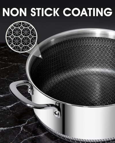 Nonstick 5 QT Saucepan with Glass Lid (Silver)