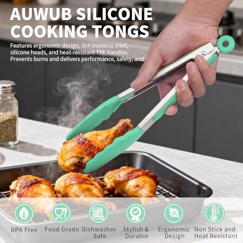 12 Inch Long Silicone Tongs (Pistachio / 12inch)