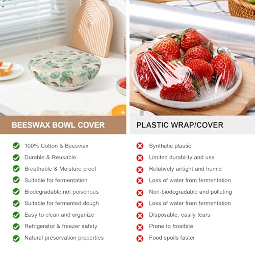 3 Pack Reusable Beeswax Bowl Covers for Bread Proofing (Roses)