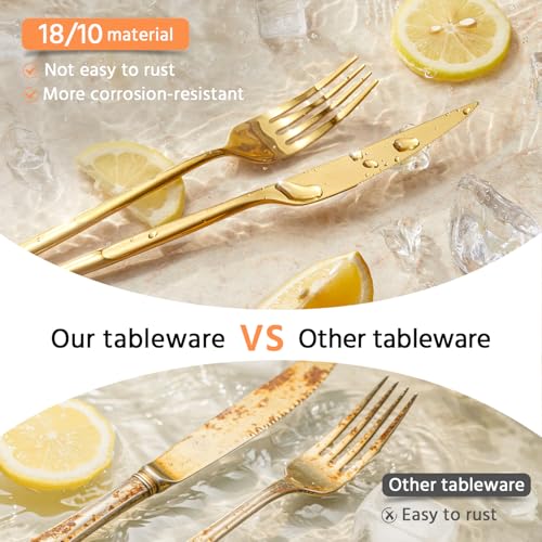 18 10 Silverware Set for 4 (Gold / 20-Piece)