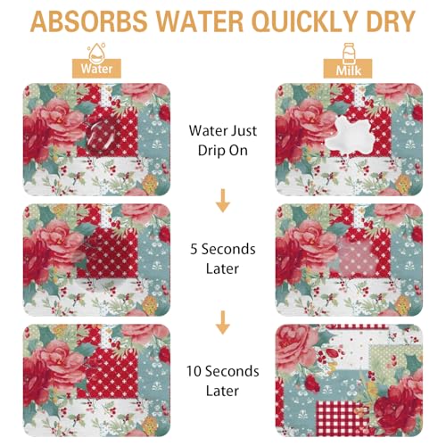 Kitchen Countertop Dish Drying Mat (Flower-2 / 19" x 12")