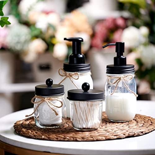 Mason Jar Liquid Soap Dispenser (Black / 4 Pack)