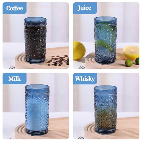 Blue Drinking Glasses (Blue / 4Pack 12oz)