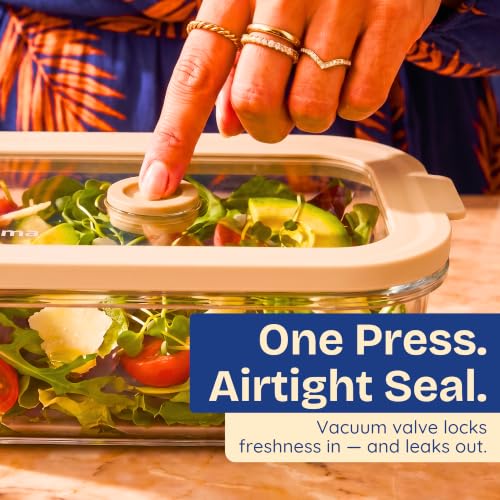 Non Toxic Glass Food Containers with Lids (Beige / 21 Oz)