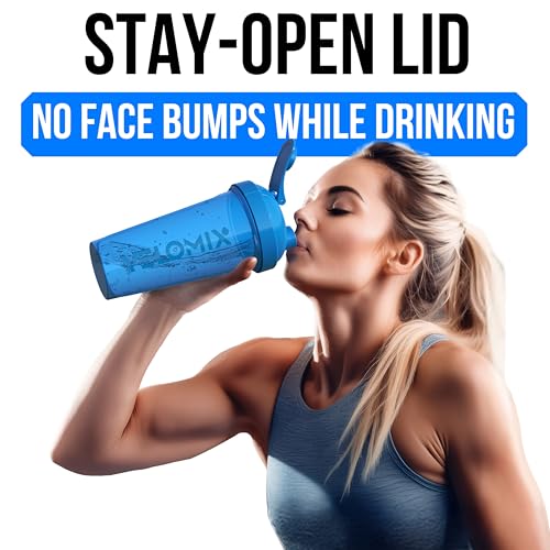2 Pack 28oz Protein Shaker Bottle (B7) Blue / Transparent)