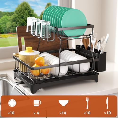 2 Tier Dish Drying Rack (Black)