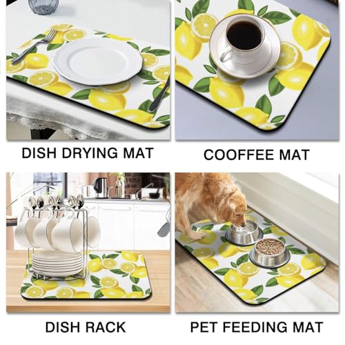 Dish Drying Mat 2 (Lemon-2 / 2-Pack)