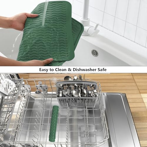 4-in-1 Silicone Mat: Air Fryer & Coffee Maker, 12"x12", Dark Green (Dark Green / 12" x 12")