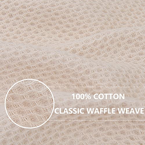 100% Cotton Waffle Weave Kitchen Dish Cloths 8 (Beige / 12 X 12 - 8 Pack)