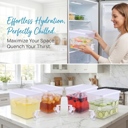 2 Pack 1.3 Gallon Fridge Drink Dispenser with Spigot