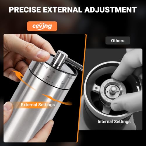 Mini Manual Coffee Grinder With 40 Adjustable Settings (M05 PRO / Steel Burr)