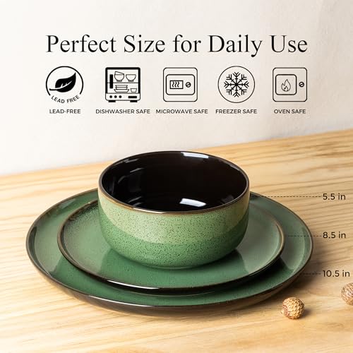 Ceramic Dinnerware Sets for 6 (Modern-Green / Service for 6 (18 Pcs))