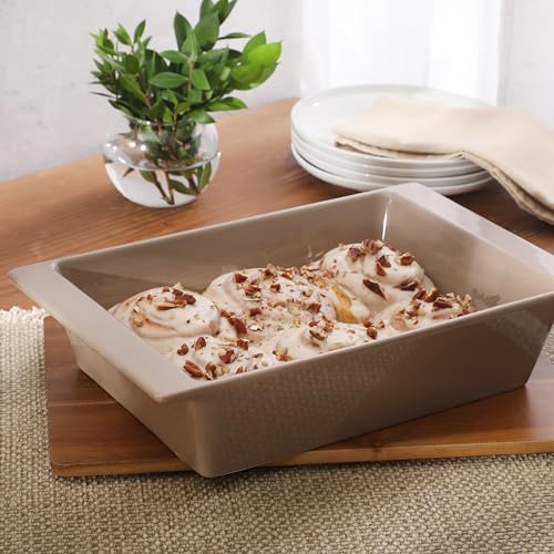 2.75 Quart 13.5" x 8.5" Stoneware Baking Dish with Acacia Wood Lid (Taupe / 13.5" x 8.5" Baking Dish)