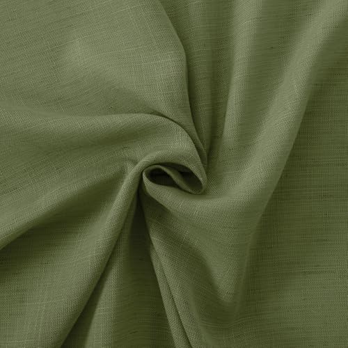Olive Green Linen Curtains 63 Inches Long for Living Room (Olive Green / 52"W x 63"L (Pack of 2))