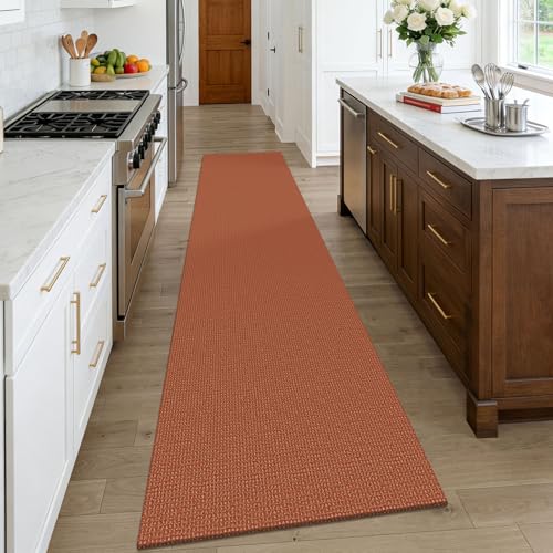 Orange Runners Rugs for Hallway 2.5'x10' (Burnt Orange/Tan / 2'8" x 10' (Runner))