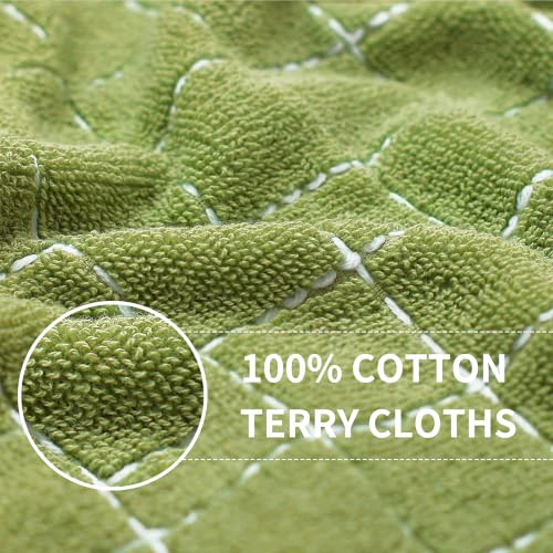 100% Cotton Terry Kitchen Towels (Olive Green / 13 X 28 - 4 Pack)