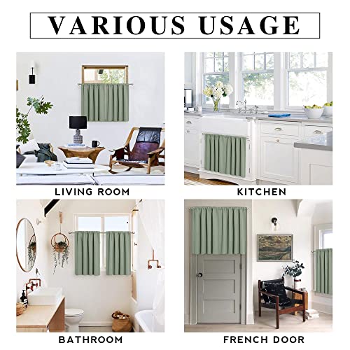Blackout Curtains for Bedroom Living Room Nursery 63 inches Long (Grayish Green / 42"W x 63"L (Pack of 2))