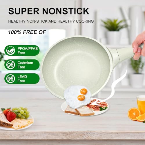 8 Inch Non Stick Frying Pan with Lid (Green-8 inch with Lid)